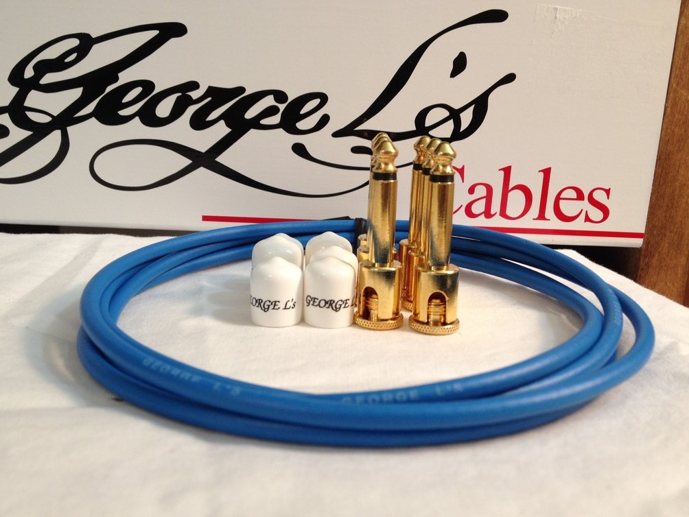 Image 0 of George L's 155 Guitar Pedal Cable Kit .155 Blue / White / Gold - 6/6/6