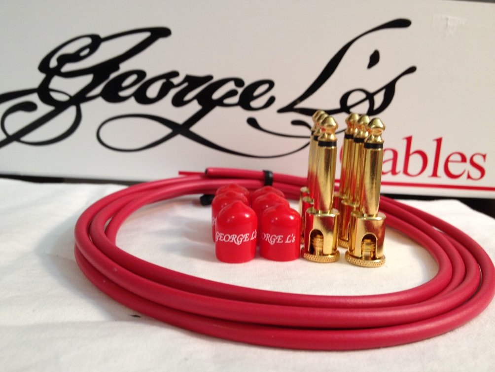 Image 0 of George L's 155 Guitar Pedal Cable Kit .155 Red / Red / Gold - 6/6/6