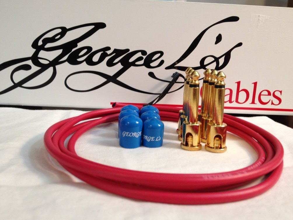 Image 0 of George L's 155 Guitar Pedal Cable Kit .155 Red / Blue / Gold - 6/6/6