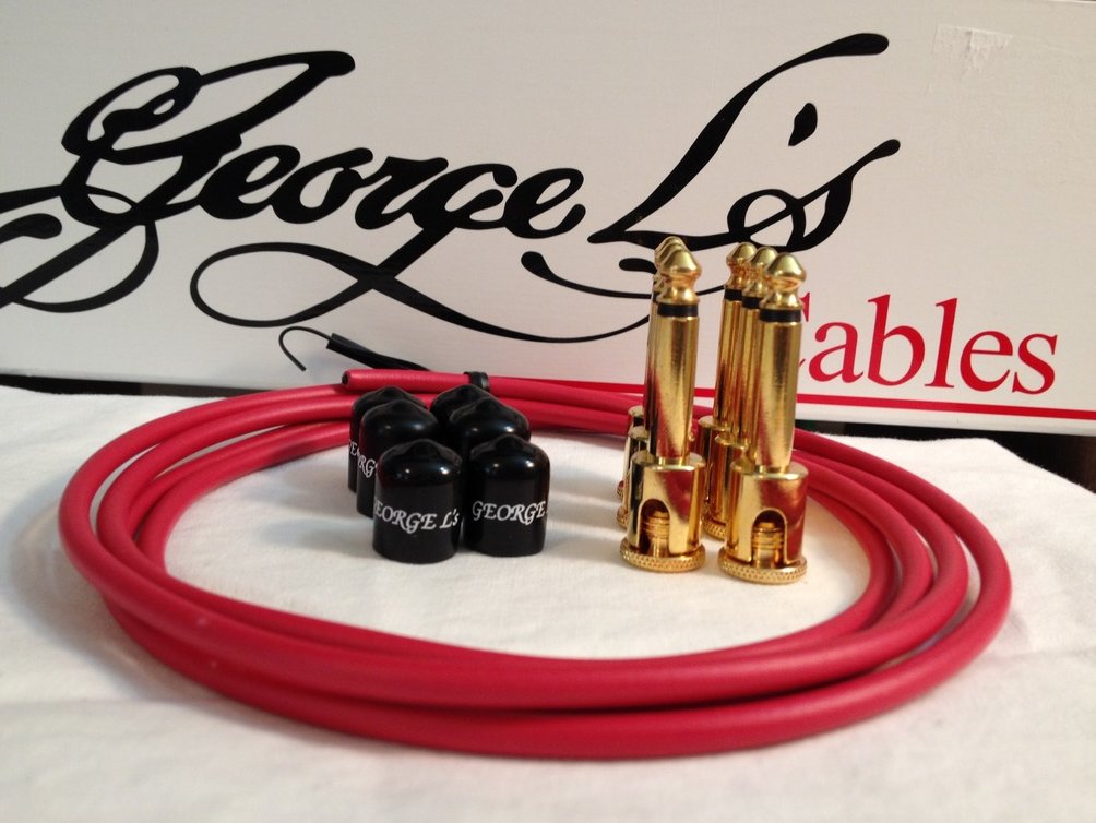 Image 0 of George L's 155 Guitar Pedal Cable Kit .155 Red / Black / Gold - 6/6/6