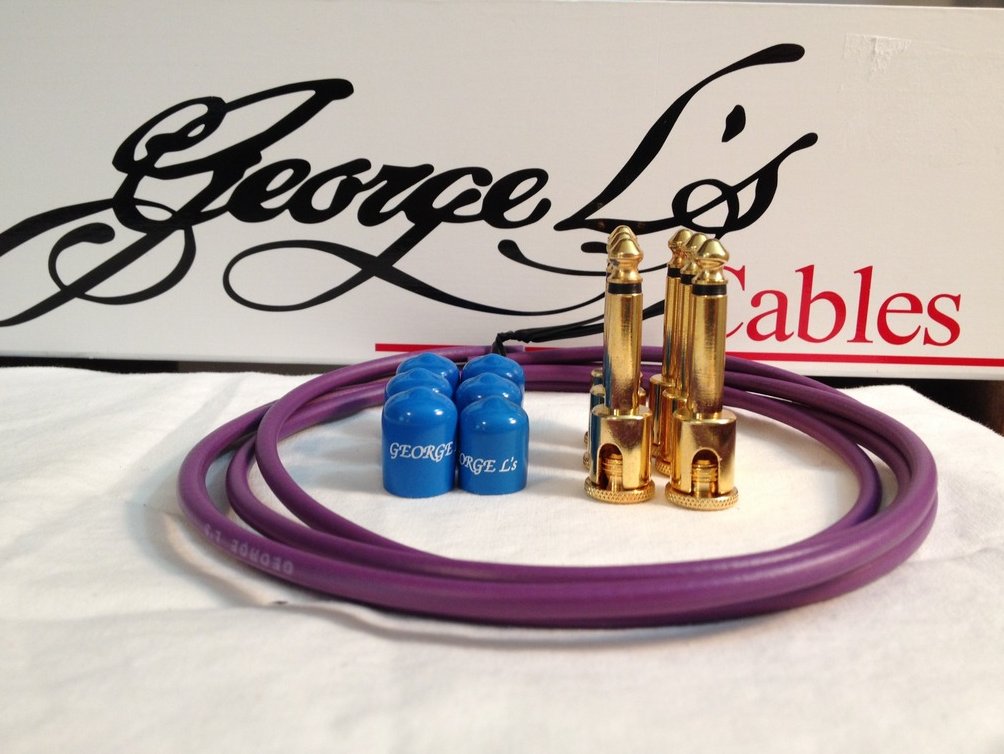 Image 0 of George L's 155 Guitar Pedal Cable Kit .155 Purple / Blue / Gold - 6/6/6