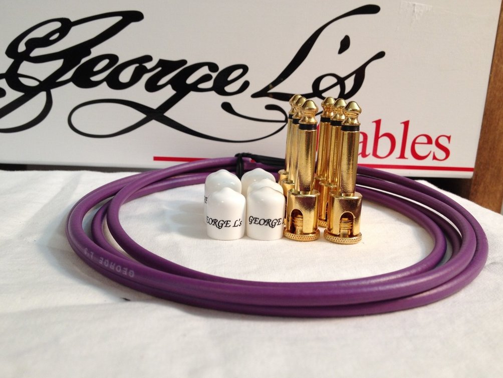 Image 0 of George L's 155 Guitar Pedal Cable Kit .155 Purple / White / Gold - 6/6/6