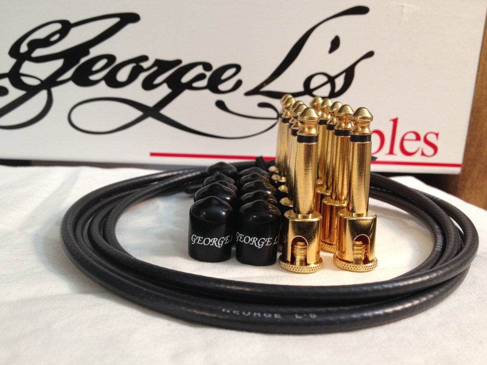 Image 0 of George L's 155 Guitar Pedal Cable Kit .155 Black / Black / Gold - 10/10/5