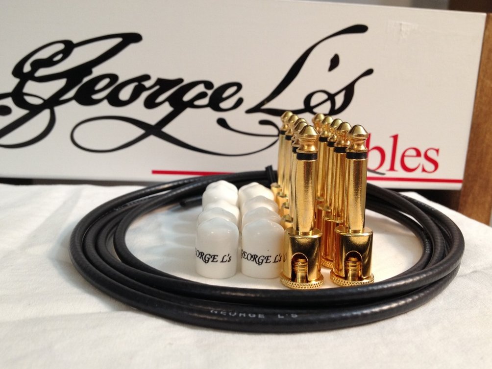 Image 0 of George L's 155 Guitar Pedal Cable Kit .155 Black / White / Gold - 10/10/5