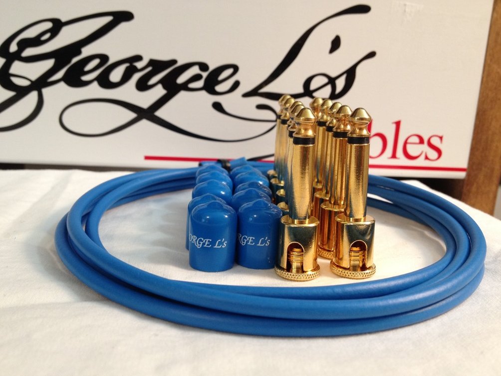 Image 0 of George L's 155 Guitar Pedal Cable Kit .155 Blue / Blue / Gold - 10/10/5