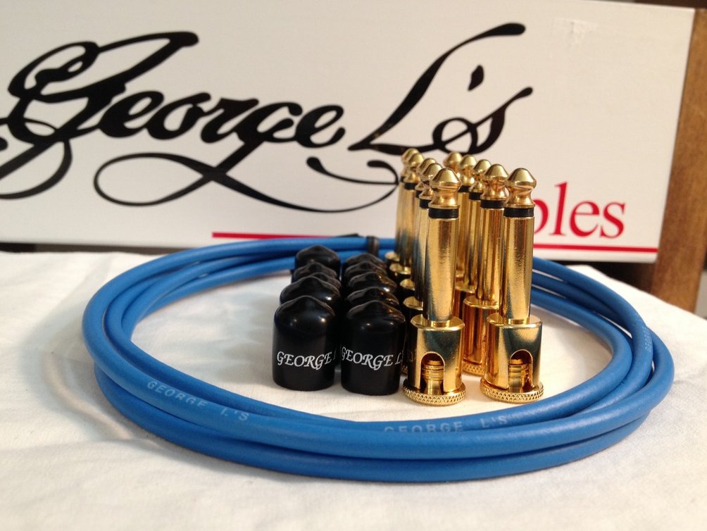 Image 0 of George L's 155 Guitar Pedal Cable Kit .155 Blue / Black / Gold - 10/10/5