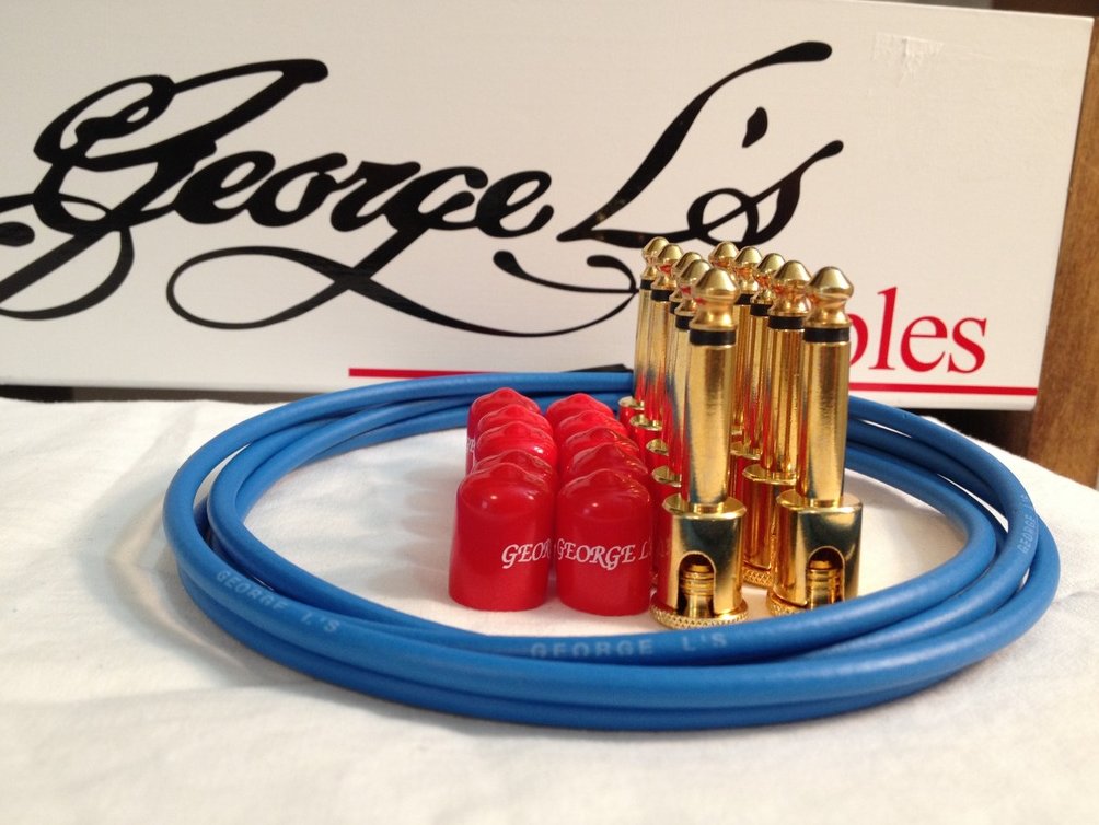 Image 0 of George L's 155 Guitar Pedal Cable Kit .155 Blue / Red / Gold - 10/10/5