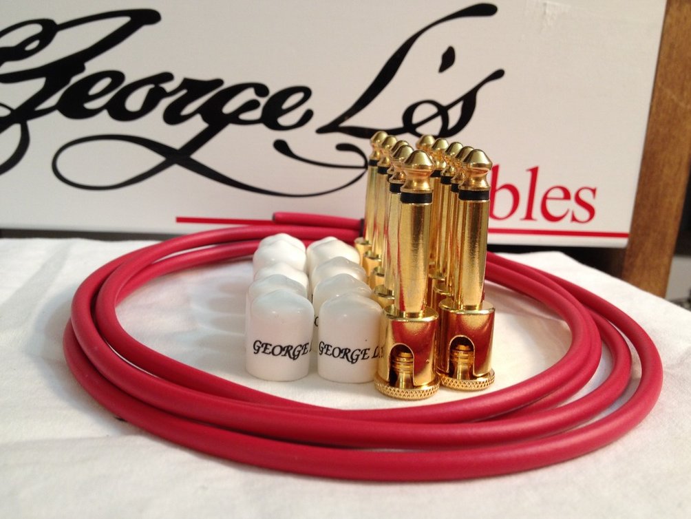 Image 0 of George L's 155 Guitar Pedal Cable Kit .155 Red / White / Gold - 10/10/5