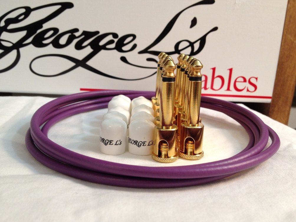 Image 0 of George L's 155 Guitar Pedal Cable Kit .155 Purple / White / Gold - 10/10/5