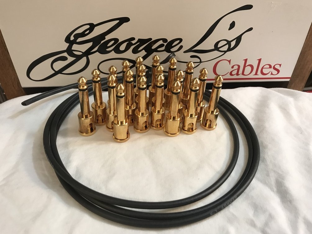 Image 0 of George L's IDEAL Pedalboard .155 GOLD Cable Kit 20 Plugs & 5 Foot - BLACK