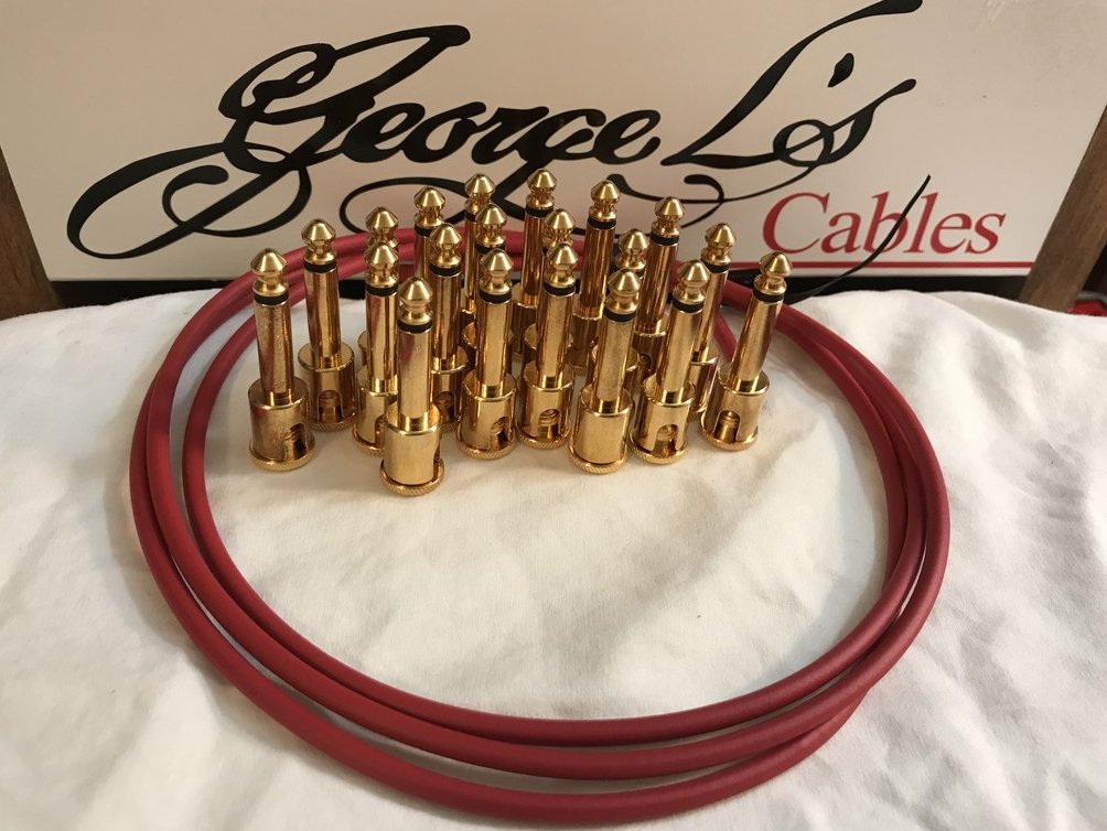 Image 0 of George L's IDEAL Pedalboard .155 GOLD Cable Kit 20 Plugs & 5 Foot - RED