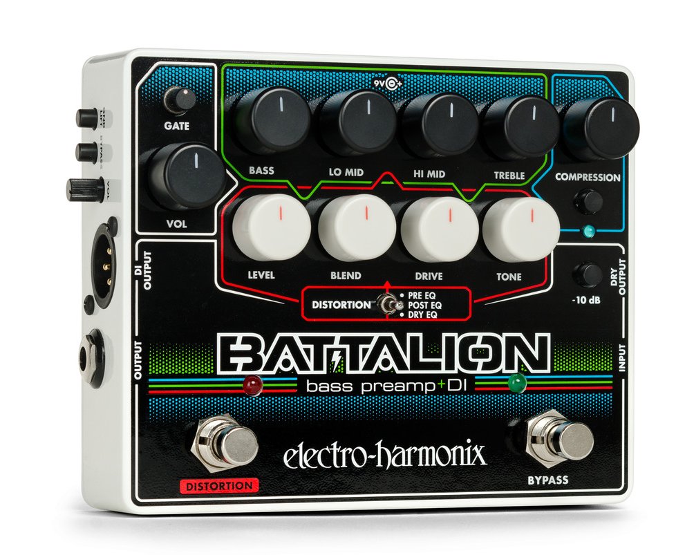 Electro-Harmonix EHX Battalion Bass Preamp Overdrive DI Pedal w/ Power Supply