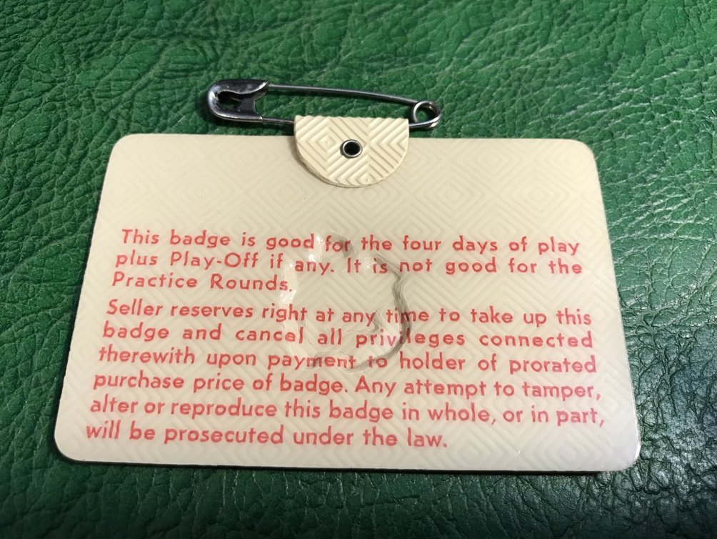 Image 1 of 1974 Masters Badge Gary Player Champion Augusta National Ticket Souvenir