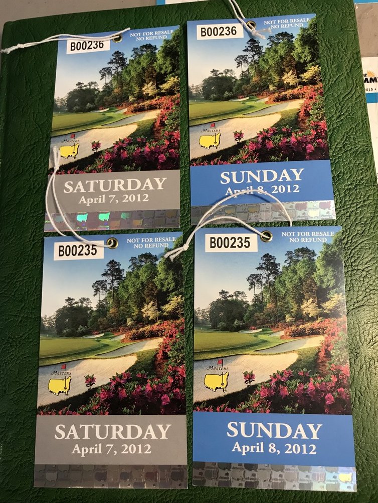 Image 0 of 2012 Masters Tickets x4 No Price Saturday and Sunday
