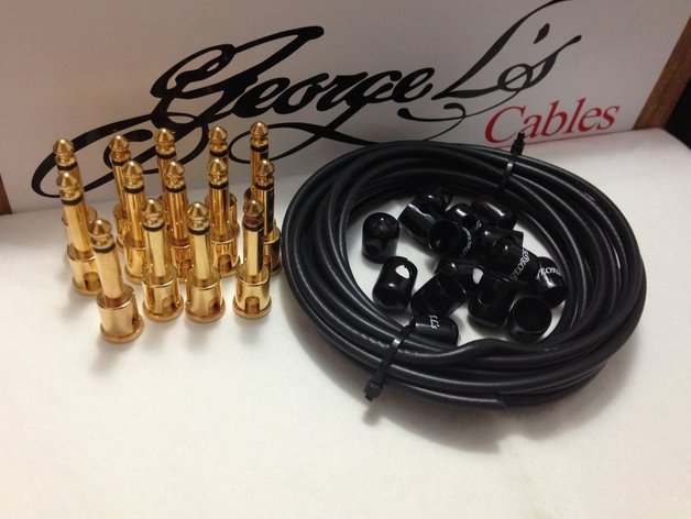 George L's 155 Pedalboard Effects Cable Kit LARGE .155 Black / GOLD 15/14/14 