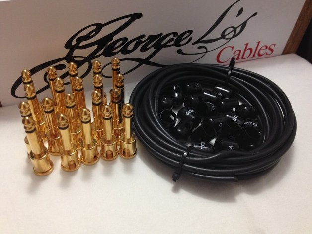 George L's 155 Pedalboard Effects Cable Kit XL .155 Black / GOLD - 20/20/20
