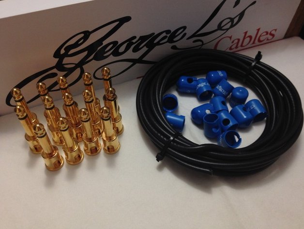 George L's 155 Pedalboard Cable Kit LARGE .155 Black & Blue GOLD 15/14/14 