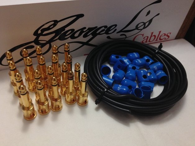 George L's 155 Pedalboard Effects Cable Kit XL .155 Black & Blue GOLD - 20/20/20