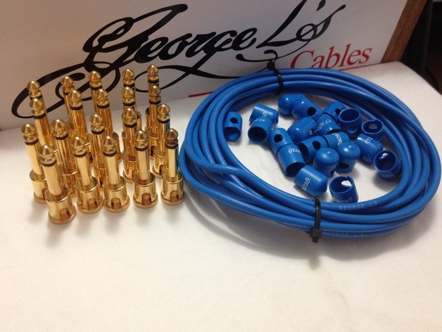 George L's 155 Pedalboard Effects Cable Kit XL .155 Blue / GOLD - 20/20/20