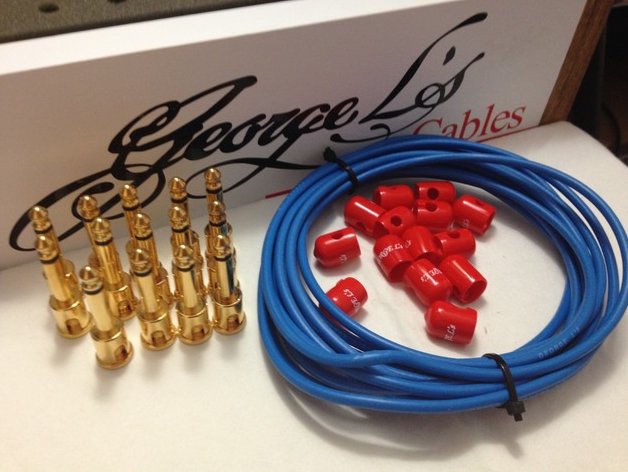 George L's 155 Pedalboard Effects Cable Kit LARGE Blue & Red GOLD 15/14/14 