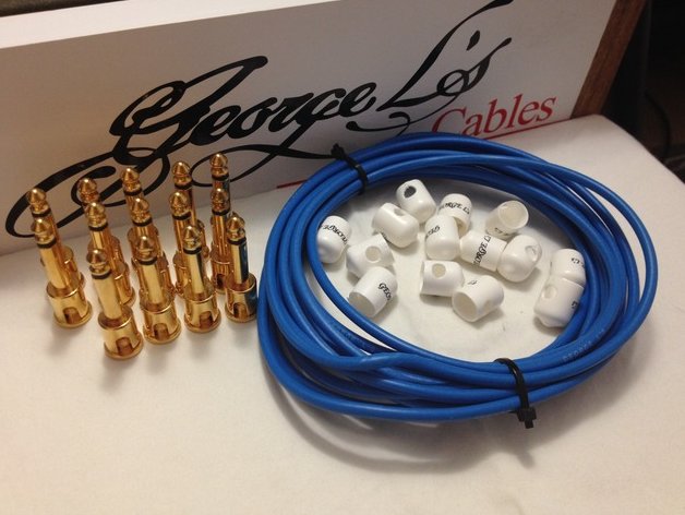 George L's 155 Pedalboard Effects Cable Kit LARGE Blue & White GOLD 15/14/14 