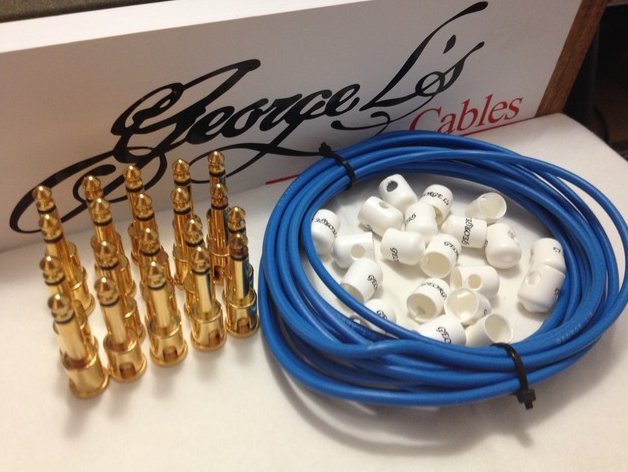 George L's 155 Pedalboard Effects Cable Kit XL .155 Blue & White GOLD - 20/20/20