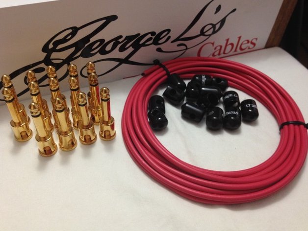 George L's 155 Pedalboard Effects Cable Kit LARGE .155 Red Black GOLD 15/14/14 