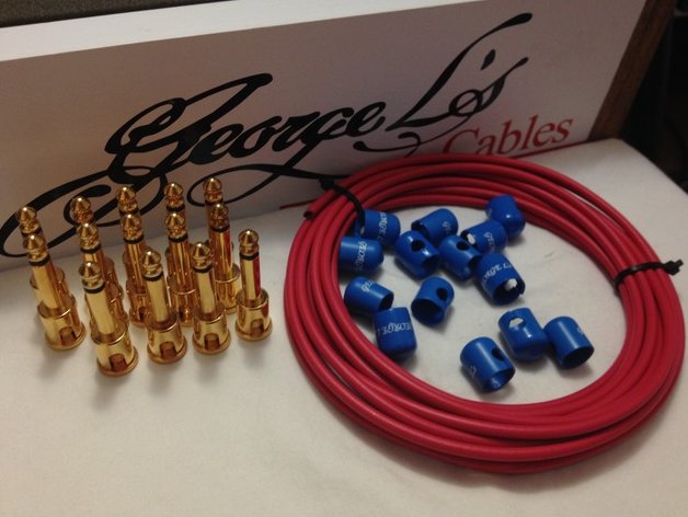 George L's 155 Pedalboard Cable Kit LARGE .155 Red & Blue / GOLD 15/14/14 