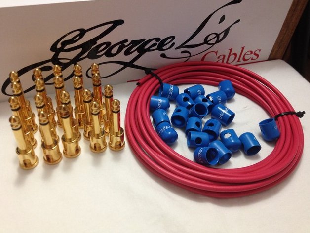 George L's 155 Pedalboard Effects Cable Kit XL .155 Red & Blue / GOLD 20/20/20