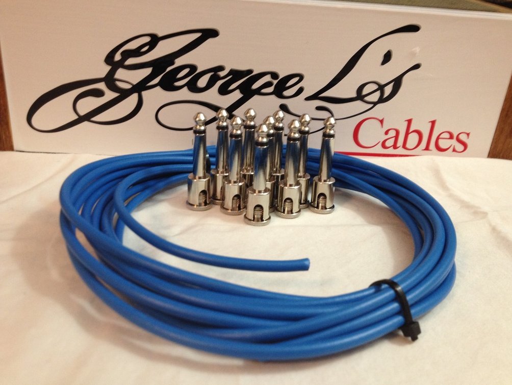 NEW George L 155 Pedalboard Effects Cable Kit .155 Blue / Nickel - 10/10