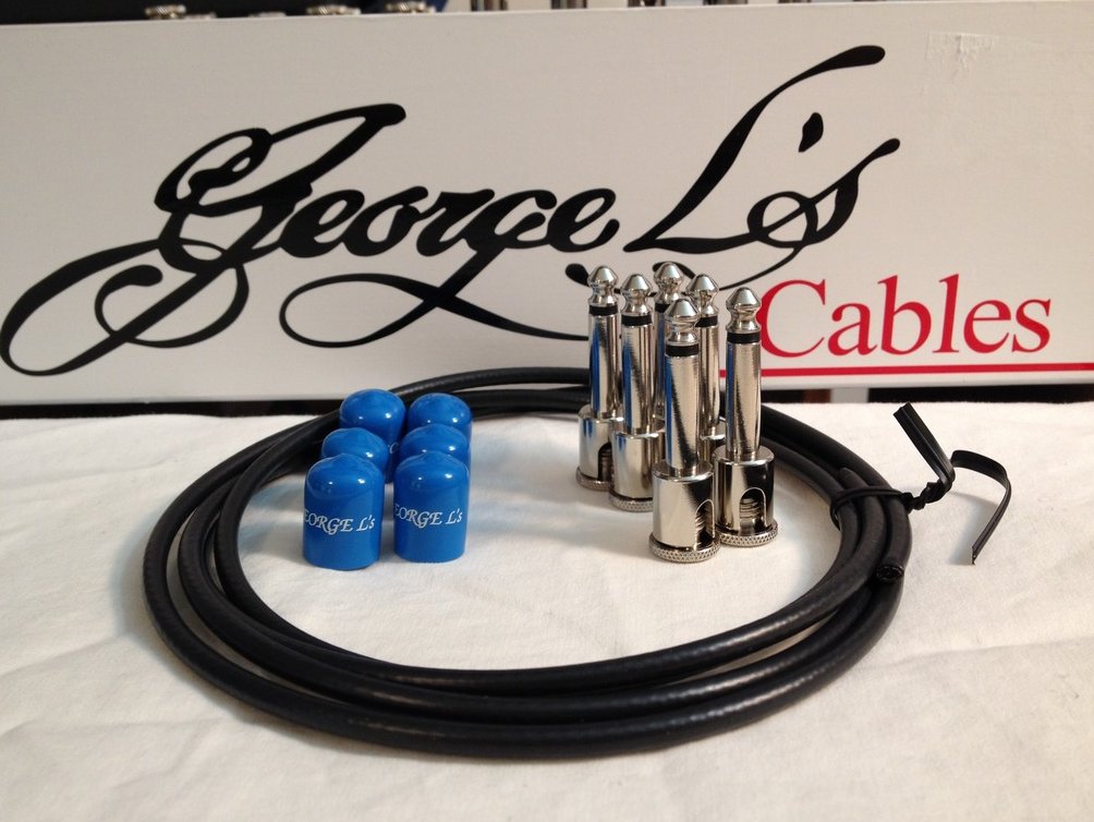 George L's 155 Guitar Pedal Cable Kit .155 Black / Blue / Nickel - 6/6/6