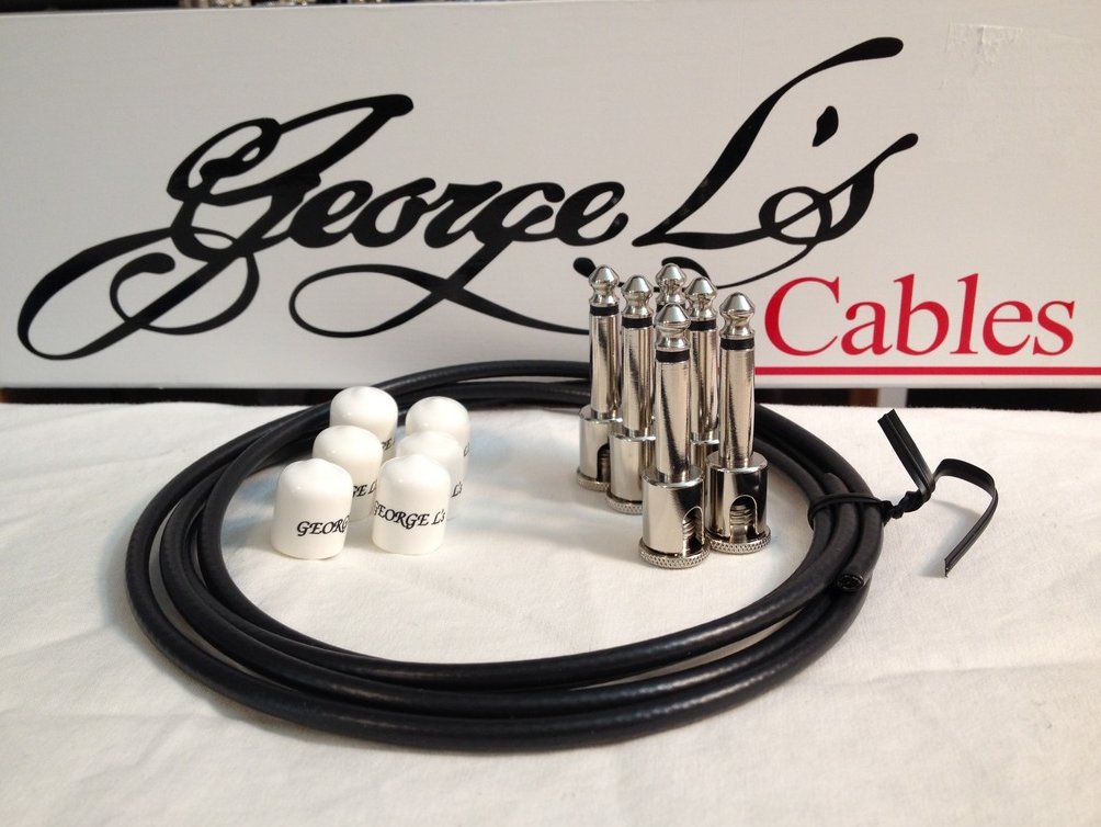 George L's 155 Guitar Pedal Cable Kit .155 Black / White / Nickel - 6/6/6