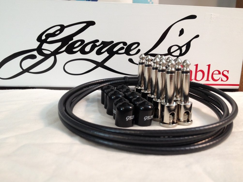 George L's 155 Guitar Pedal Cable Kit .155 Black / Black / Nickel - 10/10/5