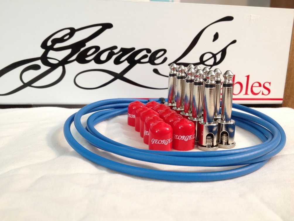 George L's 155 Guitar Pedal Cable Kit .155 Blue / Red / Nickel - 10/10/5
