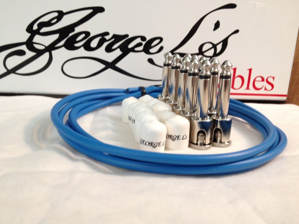 George L's 155 Guitar Pedal Cable Kit .155 Blue / White / Nickel - 10/10/5