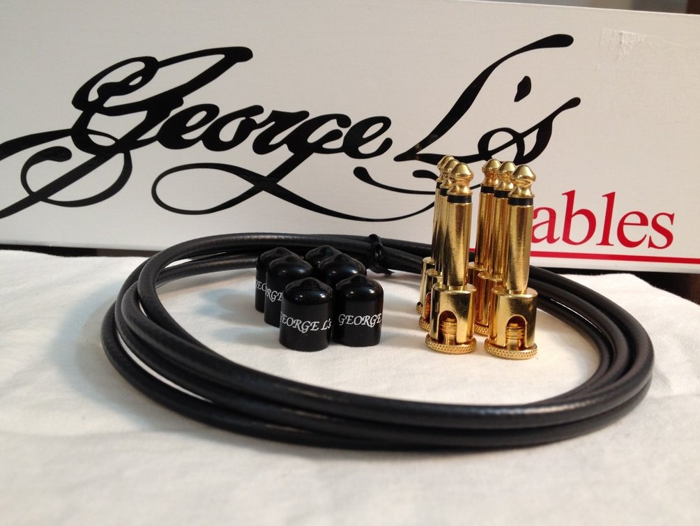 George L's 155 Guitar Pedal Cable Kit .155 Black / Black / Gold - 6/6/6