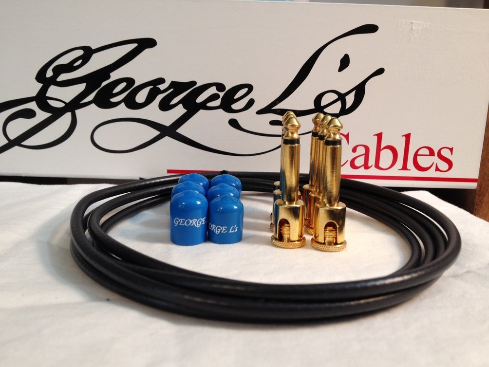 George L's 155 Guitar Pedal Cable Kit .155 Black / Blue / Gold - 6/6/6