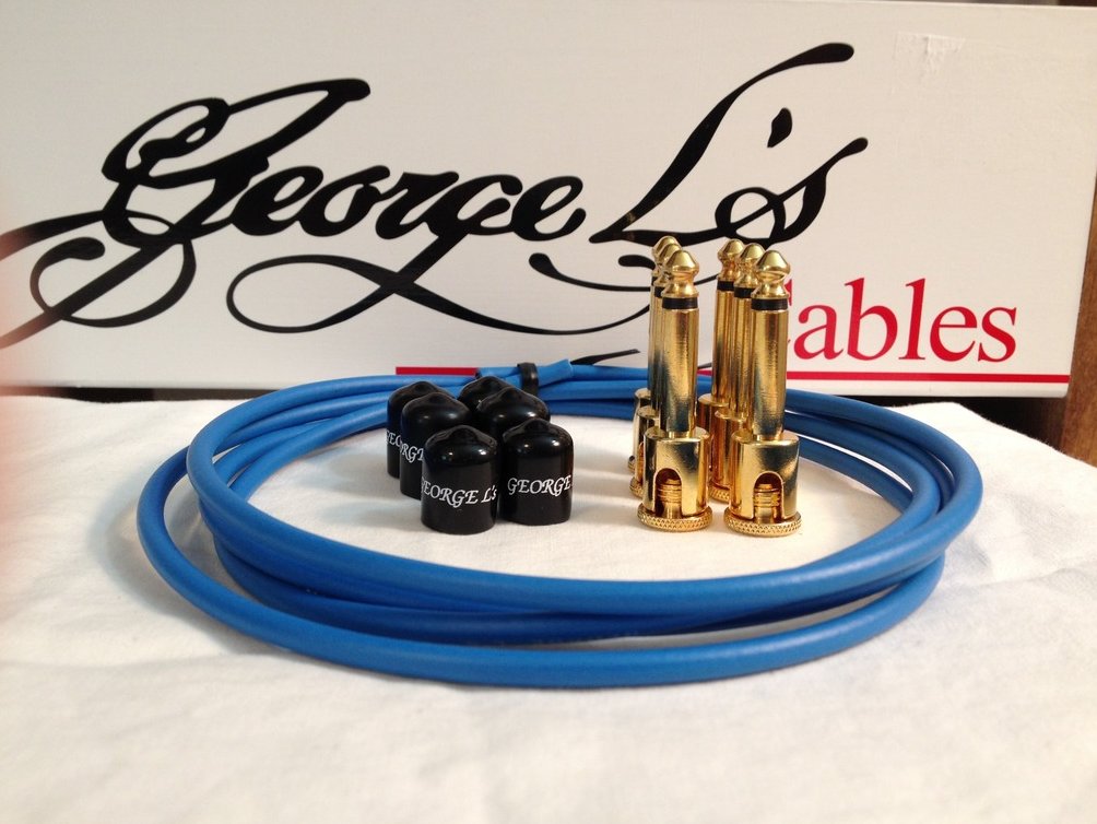 George L's 155 Guitar Pedal Cable Kit .155 Blue / Black / Gold - 6/6/6