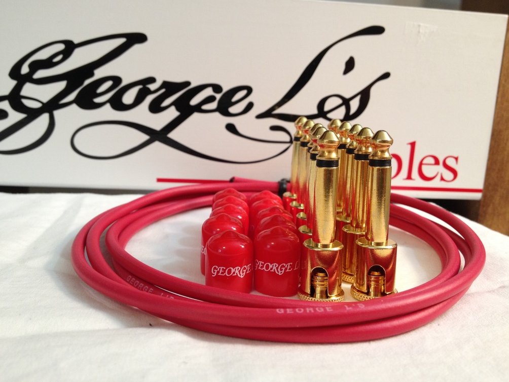 George L's 155 Guitar Pedal Cable Kit .155 Red / Red / Gold - 10/10/5