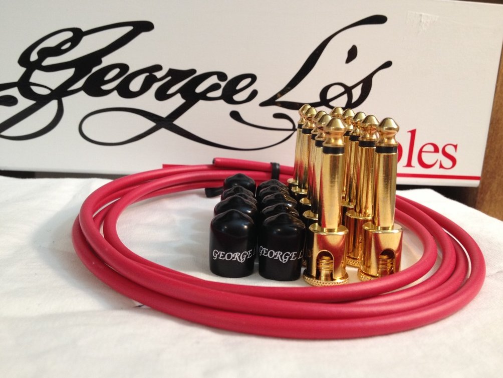 George L's 155 Guitar Pedal Cable Kit .155 Red / Black / Gold - 10/10/5