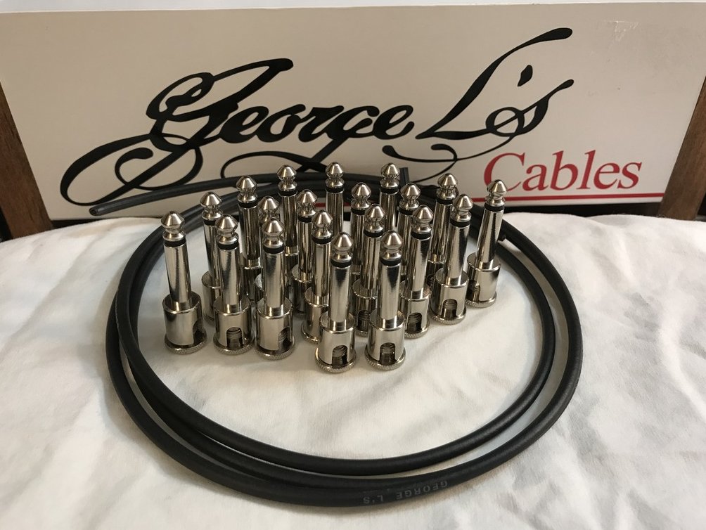 George L's IDEAL Pedalboard .155 Solderless Cable Kit 20 Plugs & 5 Foot - BLACK