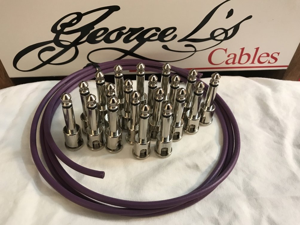 George L's IDEAL Pedalboard .155 Solderless Cable Kit 20 Plugs & 5 Foot - PURPLE