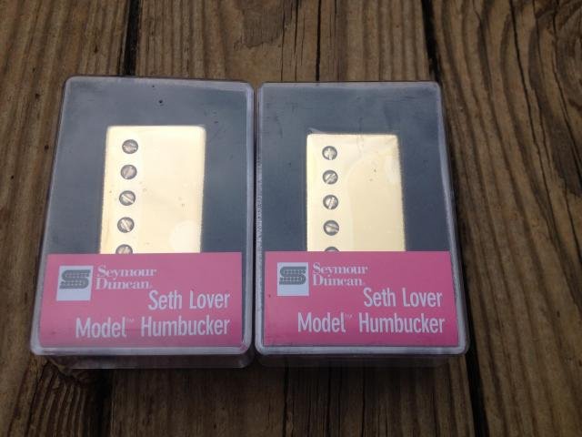 Image 3 of Seymour Duncan SH-55 Seth Lover Humbucker Set Bridge & Neck GOLD 1 Conductor