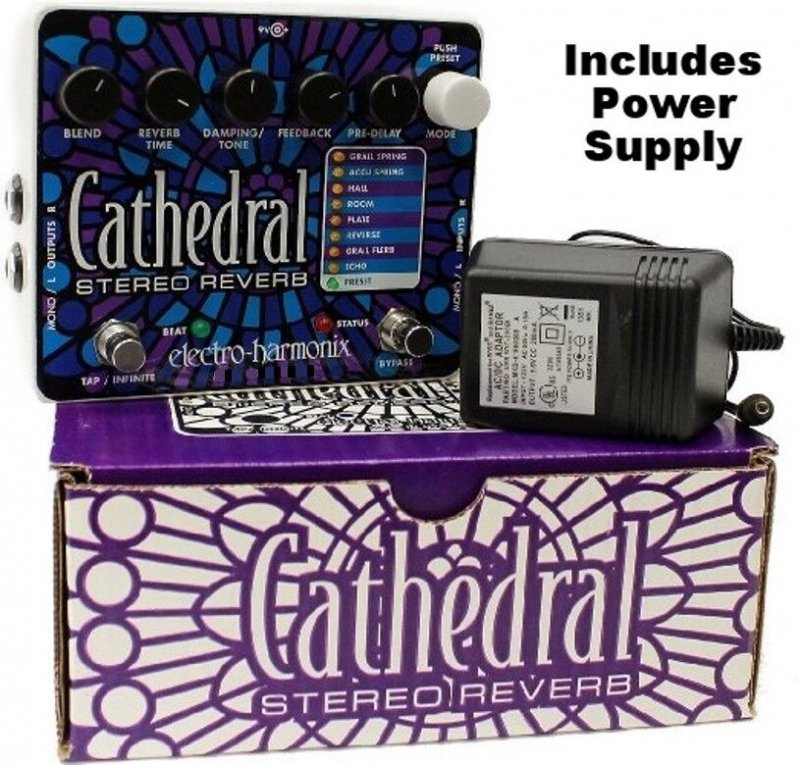 Image 0 of Electro Harmonix Cathedral Stereo Reverb Guitar Pedal with Power Supply